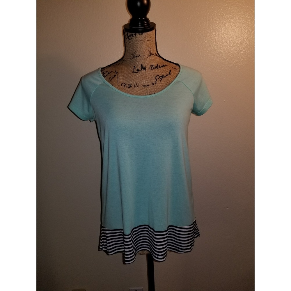 Charming Charlie turquoise with stripes shirt